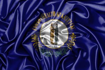 Satin flag, three dimensional render, flag of Kentucky