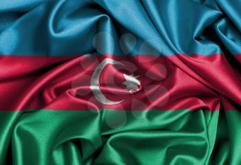 Satin flag, three dimensional render, flag of Azerbaijan