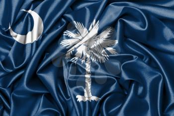 Satin flag, three dimensional render, flag of South Carolina