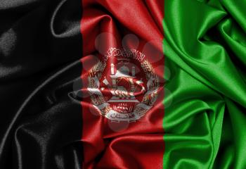 Satin flag, three dimensional render, flag of Afghanistan