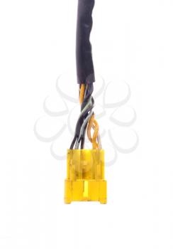 Yellow connection plug isolated on a white background