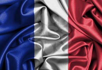 Satin flag, three dimensional render, flag of France