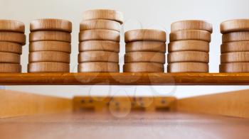 Typical dutch wooden boardgame - Sjoelen - Selective focus