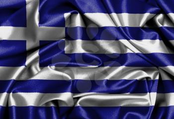 Satin flag, three dimensional render, flag of Greece