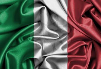 Satin flag, three dimensional render, flag of Italy