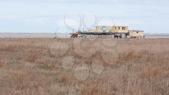 An old building on the dutch beach (Waddensea)