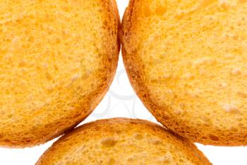Series of round rusk, isolated on background