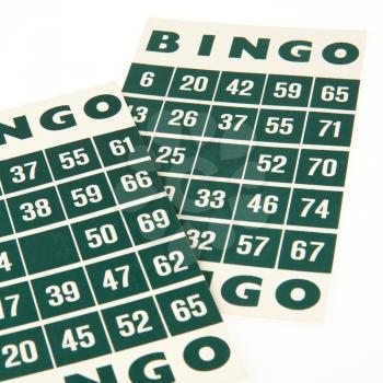 Green bingo cards isolated on a white background
