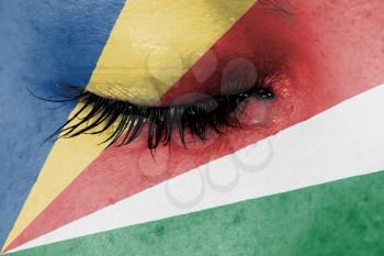 Crying woman, pain and grief concept, flag of the Seychelles