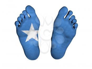 Feet with flag, sleeping or death concept, flag of Somalia
