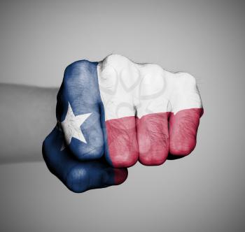 United states, fist with the flag of a state, Texas