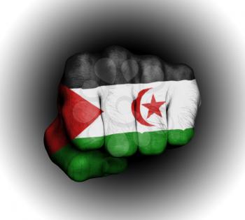 Fist of a man punching, flag of Western Sahara