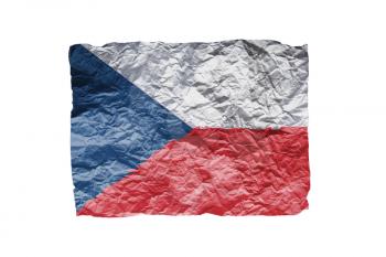 Close up of a curled paper on white background, print of the flag of The Czech Republic