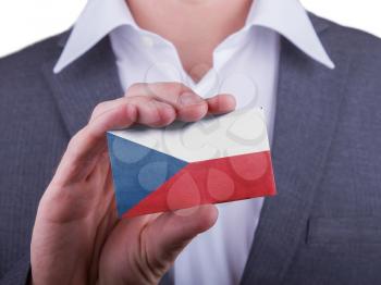 Businessman showing card, matte paper effect, The Czech Republic