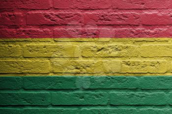 Brick wall with a painting of a flag isolated, Bolivia