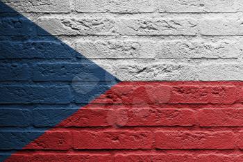 Brick wall with a painting of a flag isolated, Czech Republic