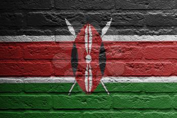 Brick wall with a painting of a flag isolated, Kenya