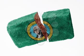 Rough broken brick, isolated on white background, flag of Washington