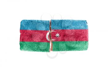 Rough broken brick, isolated on white background, flag of Azerbaijan