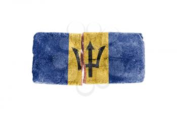 Rough broken brick, isolated on white background, flag of Barbados