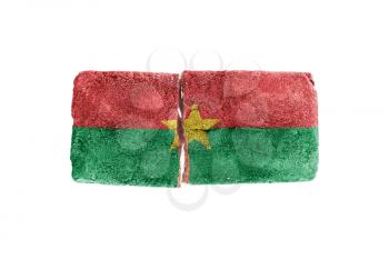 Rough broken brick, isolated on white background, flag of Burkina Faso