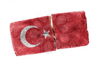 Rough broken brick, isolated on white background, flag of Turkey