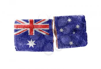 Rough broken brick, isolated on white background, flag of Australia