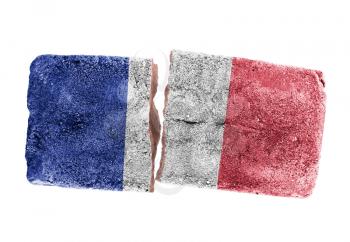 Rough broken brick, isolated on white background, flag of France