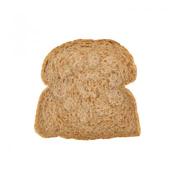 Slice of brown bread isolated on white