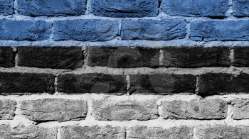 Very old brick wall texture, flag of Estonia