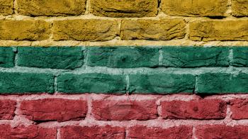 Very old brick wall texture, flag of Lithuania
