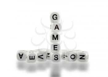 DIce with letters, isolated on white background