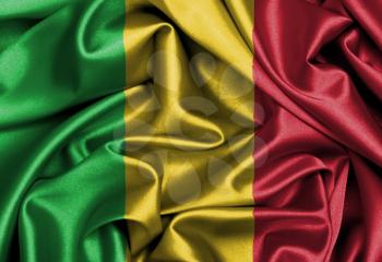 Satin flag, three dimensional render, flag of Mali