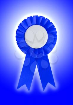 Award ribbon isolated on a white background, dark blue