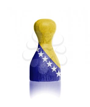 Wooden pawn with a painting of a flag, Bosnia and Herzegovina