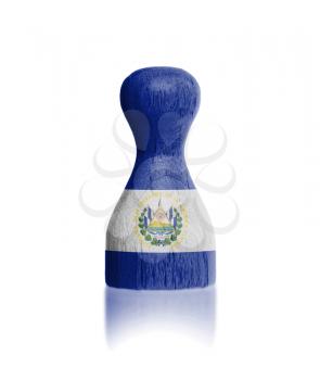 Wooden pawn with a painting of a flag, El Salvador