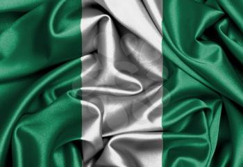 Satin flag, three dimensional render, flag of Nigeria
