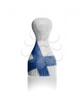 Wooden pawn with a painting of a flag, Finland