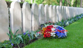 Rows of tombstones, old graves from World War II