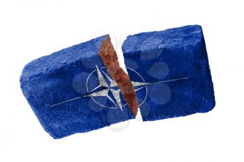 Rough broken brick, isolated on white background, NATO