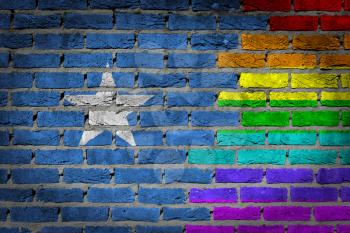 Dark brick wall texture - coutry flag and rainbow flag painted on wall - Somalia