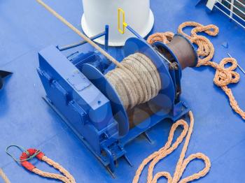 Anchor winches on a large modern ship