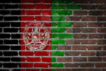 Dark brick wall texture - flag painted on wall - Afghanistan