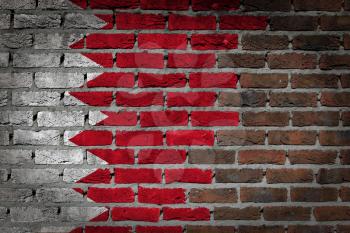 Dark brick wall texture - flag painted on wall - Bahrain