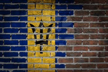 Dark brick wall texture - flag painted on wall - Barbados