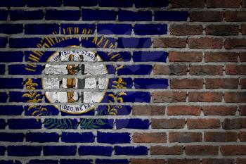 Dark brick wall texture - flag painted on wall - Kentucky