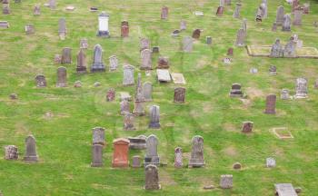 Top view of an old Scottish graveyard