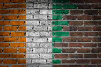 Dark brick wall texture - flag painted on wall - Ivory Coast