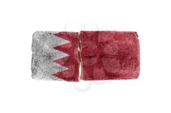 Rough broken brick, isolated on white background, flag of Bahrain