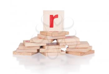 Alphabet - abstract of vintage wooden blocks - letter R